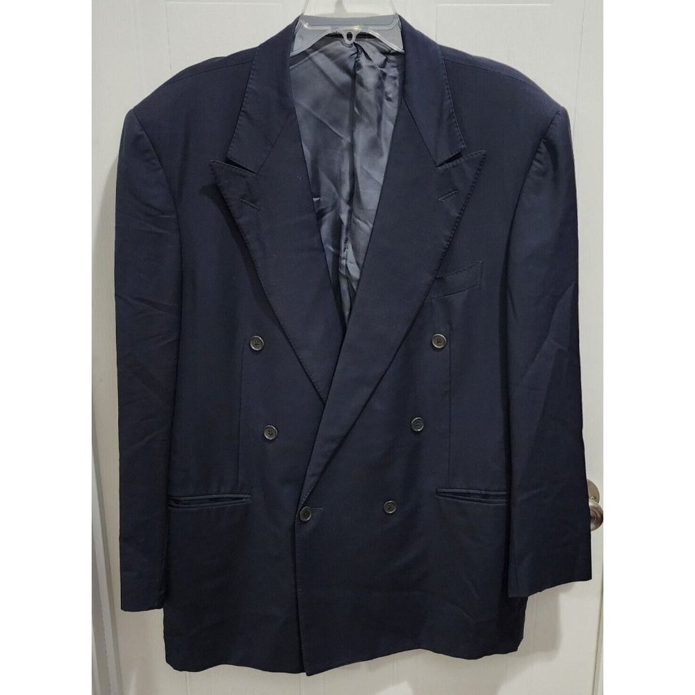Ermenegildo Zegna Blue 100% Wool Fine Worsted‎ Super 100s Suit Jacket Blazer 46